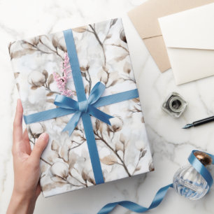 Papel De Regalo Árbol florecido blanco bonito romántico boda
