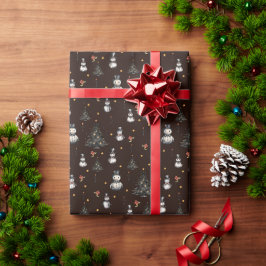Papel De Regalo Árbol gótico de Navidad Creepy Snowmen