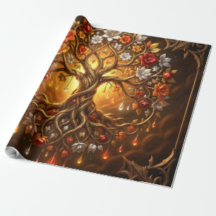 Papel De Regalo Árbol iluminado por la luna de la eternidad embrea