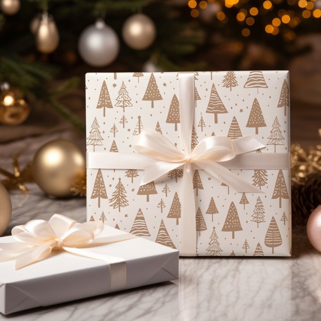 Papel De Regalo Árbol moderno de Navidad Blanco y Negro (Subido por el creador)