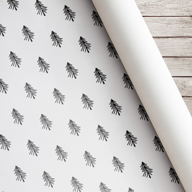 Papel De Regalo Árbol moderno de Navidad blanco y negro (Subido por el creador)