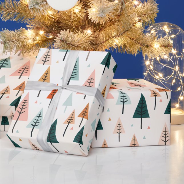 Papel De Regalo Árbol moderno de Navidad mínimo (Vacaciones)