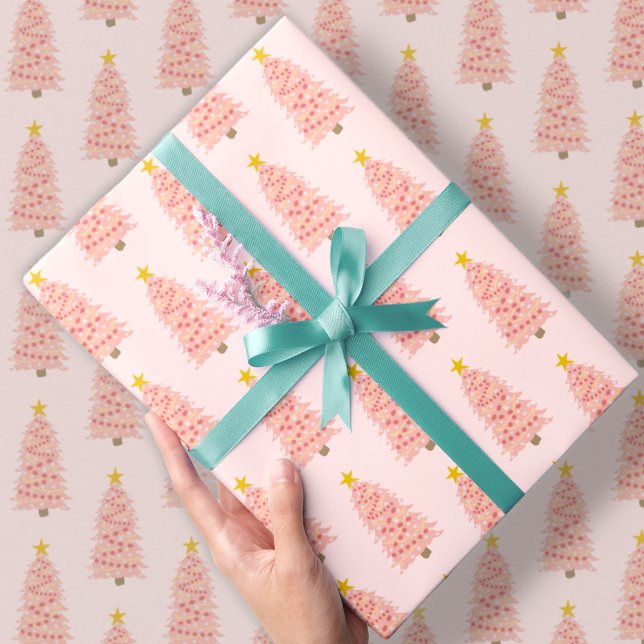 Papel De Regalo Árbol moderno Rubor rosado de Navidad en vacacione (Subido por el creador)