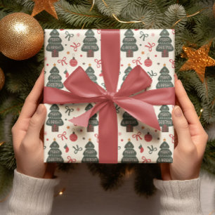 Papel De Regalo Árbol navideño amargo y brillante