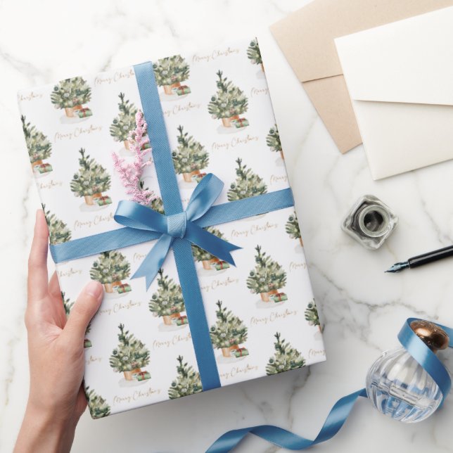 Papel De Regalo Árbol navideño de vacaciones acuáticas (Regalar)