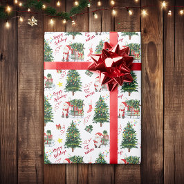 Papel De Regalo Árbol navideño Santa Sled Personalizado
