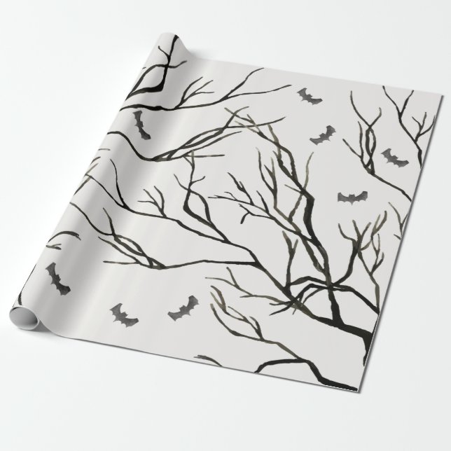 Papel De Regalo Árbol negro de Halloween (Desenrollado)