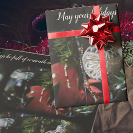 Papel De Regalo Árbol oscuro retro de Navidad