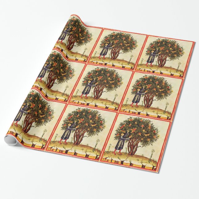 PAPEL DE REGALO ÁRBOL POMEGRANADO ANTIGUO (Desenrollado)