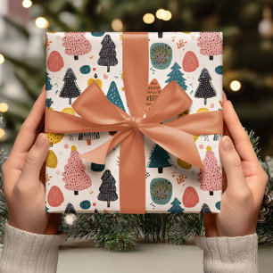 Papel De Regalo Árbol Retro Caprichoso