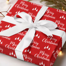 Árbol Rojo Moderno Patrón Pequeño Feliz Navidad