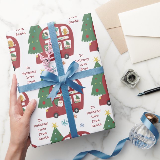 Papel De Regalo Árbol rojo niño nombre Navidades de amor (Regalar)