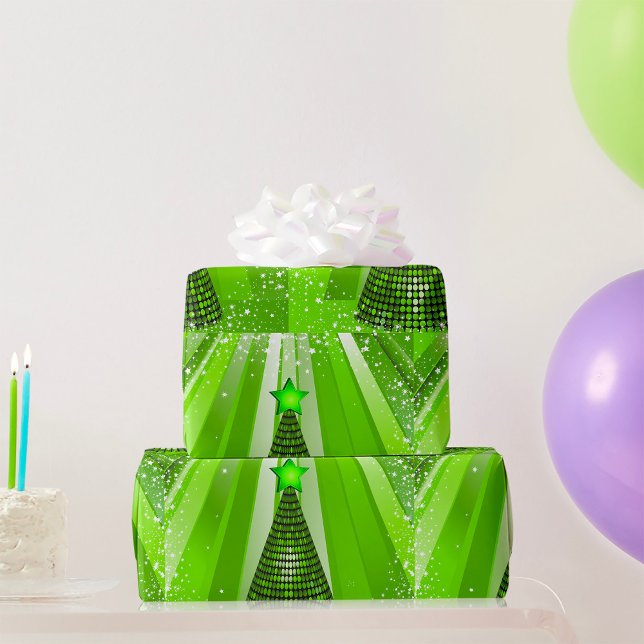 Papel De Regalo Árbol verde de Navidad moderno con estrella (Subido por el creador)