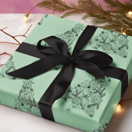 Papel De Regalo Árbol verde festivo en Navidades azules de Eton
