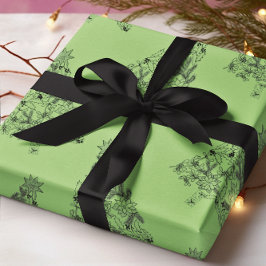 Papel De Regalo Árbol verde festivo en Navidades de Pistachio