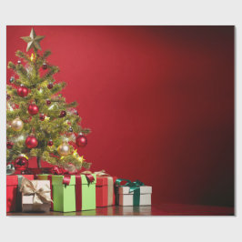 Papel De Regalo Árbol y regalo de Navidad