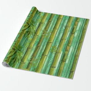 Papel De Regalo Arboleda de bambúes cálidos y frescos verdes