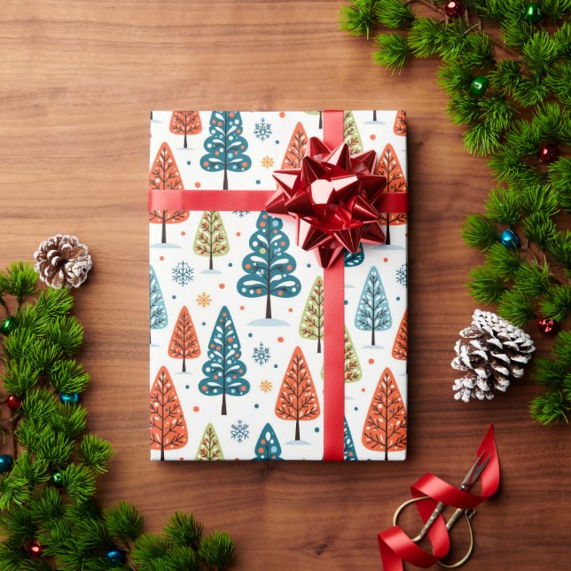 Papel De Regalo Árboles Coloridos (Regalo de vacaciones)