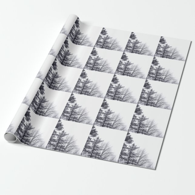 Papel De Regalo Árboles cubiertos de nieve: Vertical (Desenrollado)