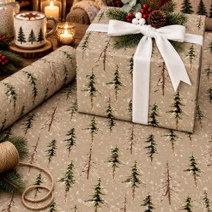 Papel De Regalo Árboles de abeto dispersos y escabrosos de Kraft r