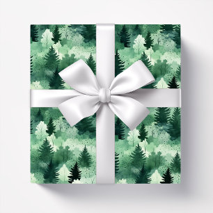 Papel De Regalo Árboles de acuarela en bosques húmedos