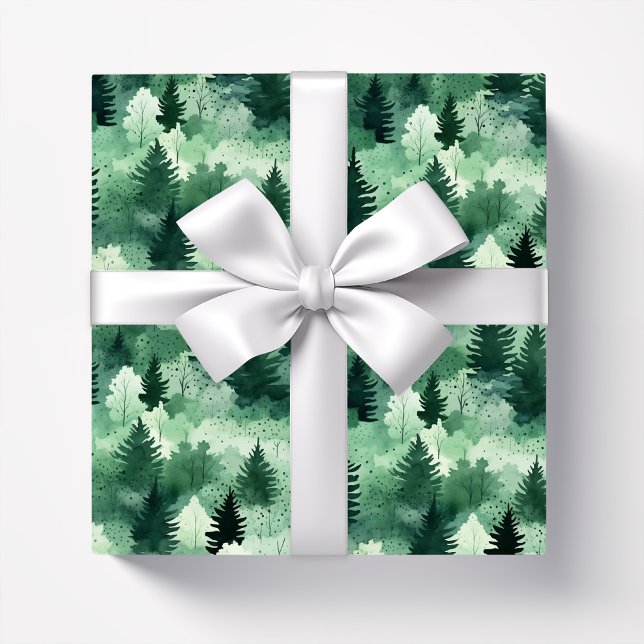 Papel De Regalo Árboles de acuarela en bosques húmedos (Subido por el creador)