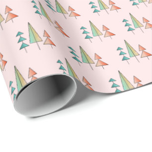 Papel De Regalo árboles de arcoíris modernos de mediados de siglo