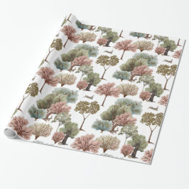 Papel De Regalo Árboles de Bosque Conejos