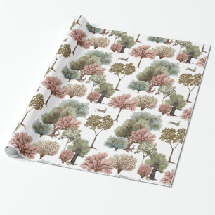 Papel De Regalo Árboles de Bosque Conejos