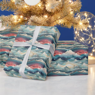 Papel De Regalo Árboles de escena de invierno Montañas Nieve