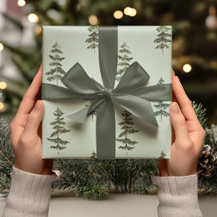 Papel De Regalo Árboles de hoja perenne en acuarela