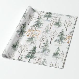 Papel De Regalo Árboles de invierno nevados patrón tipografía de o