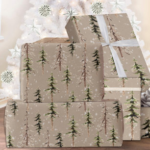 Papel De Regalo Árboles de Kraft Rústico y Woodland Sparan Treme