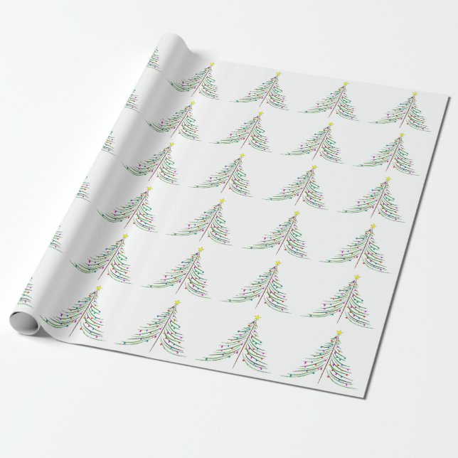 Papel De Regalo Árboles de navidad adornados (Desenrollado)