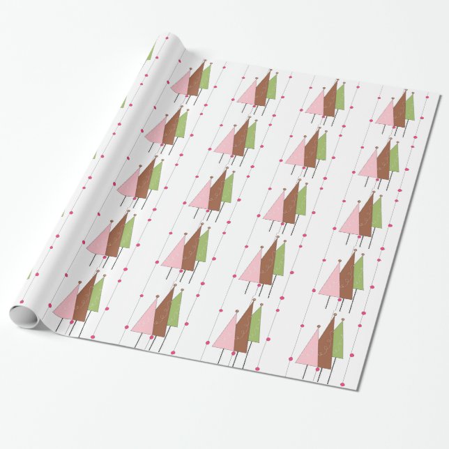 Papel De Regalo Árboles de Navidad Caprichosos (Desenrollado)