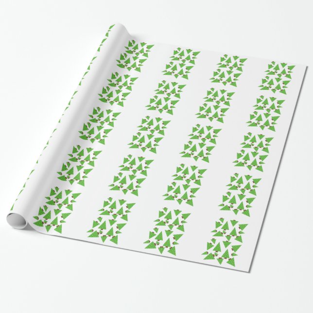 Papel De Regalo Árboles de Navidad Caprichosos (Desenrollado)