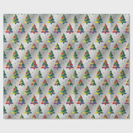 Papel De Regalo Árboles de Navidad Coloridos Xmas