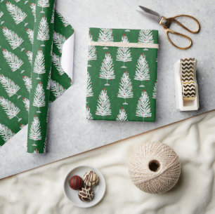 Papel De Regalo Árboles de Navidad de aluminio verde