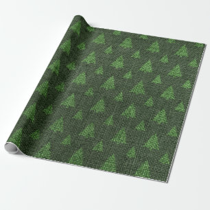 Papel De Regalo Árboles de Navidad de arpillera verdes