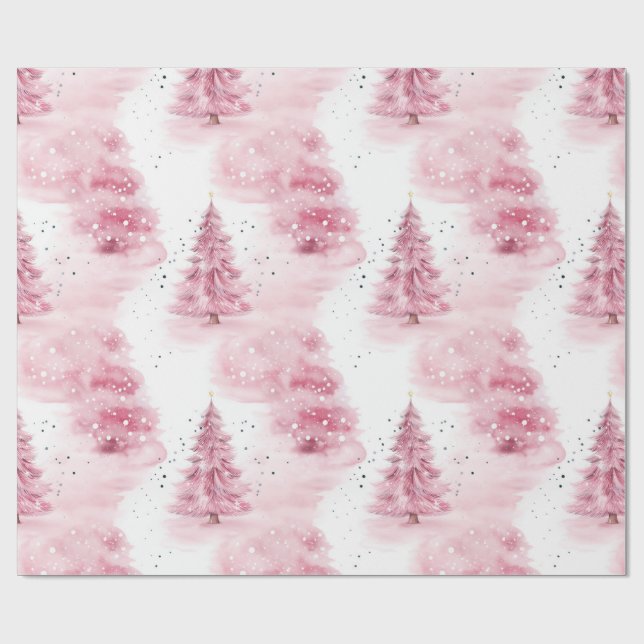 Papel De Regalo Árboles de navidad de color rosa (Superficie plana)