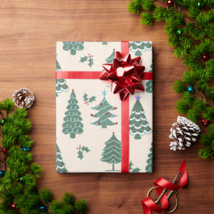 Papel De Regalo Árboles de Navidad de época