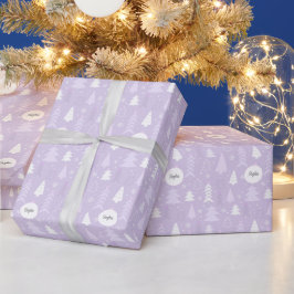 Papel De Regalo Árboles de Navidad de Lilac Cute Personalizado