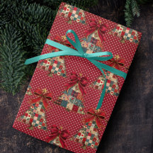 Árboles de Navidad de patchwork coquette con lunar
