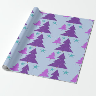 Papel De Regalo Árboles de navidad Digitaces púrpuras