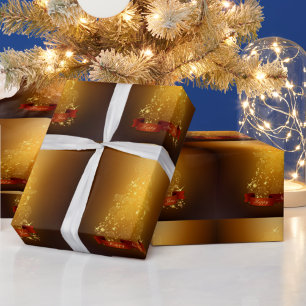 Papel De Regalo Árboles de Navidad dorados