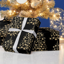 Papel De Regalo Árboles de Navidad dorados pesados con ornamentos