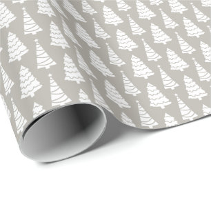 Papel De Regalo Árboles de Navidad elegantes modernos grises regal