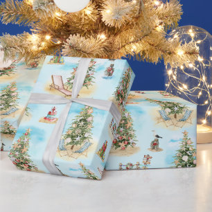 Papel De Regalo Árboles de Navidad en la Playa