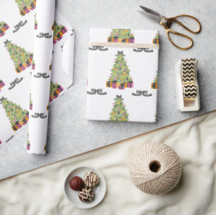 Papel De Regalo Árboles de Navidad Glamour Brillantes Preppy Acuar
