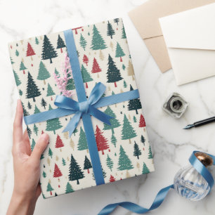 Papel De Regalo Árboles de Navidad ligeros regalo patrón bosque Xm